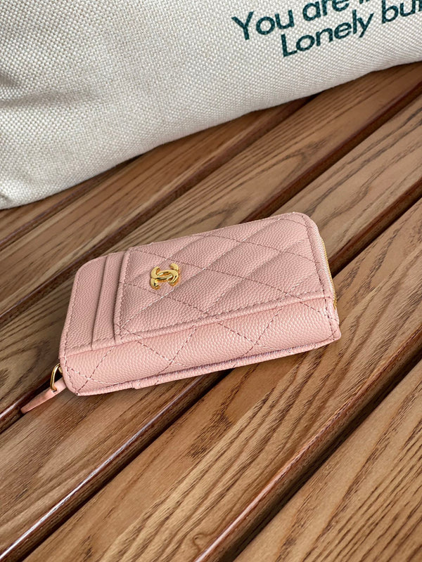 CC 22A Zippy Coin Purse Light Pink Caviar GHW 223906