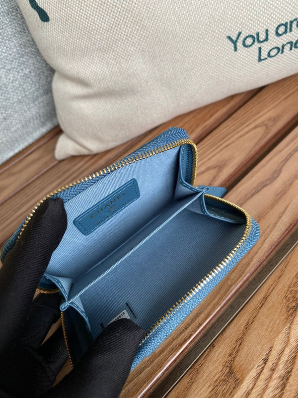 CC 22A Zippy Coin Purse Blue Caviar GHW 223908