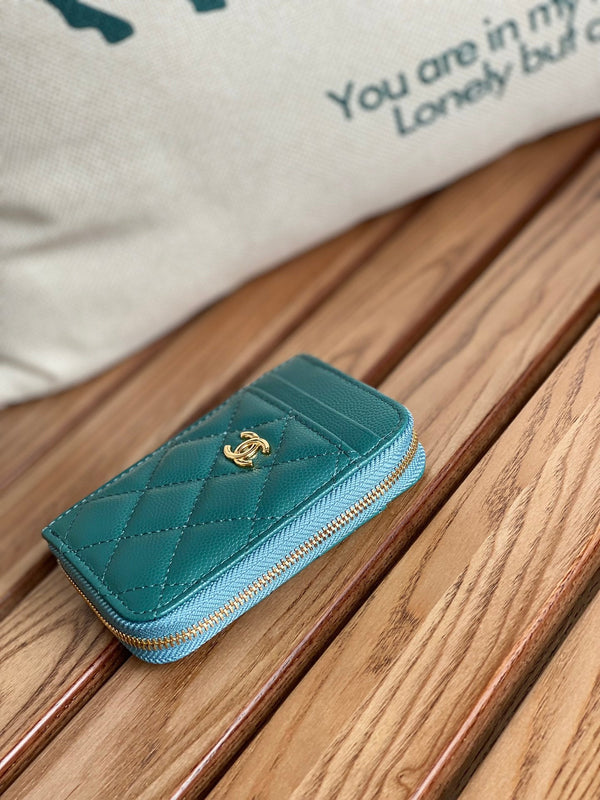 CC 22A Zippy Coin Purse Green Caviar GHW 223916