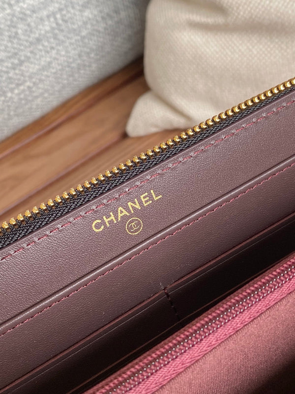 CC Zippy Long Wallet 19.5cm Black Sheepskin GHW 223941