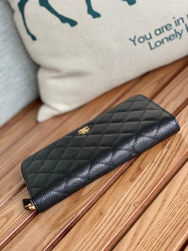 CC Zippy Long Wallet 19.5cm Black Caviar GHW 223945