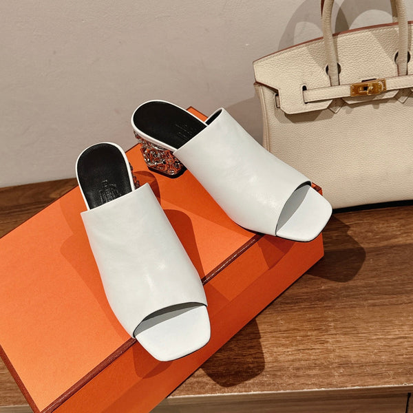 GLAM MULE 60 PELLE DI AGNELLO BIANCA