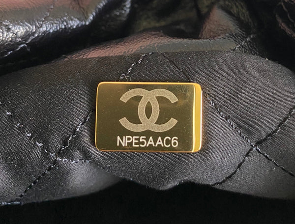 CC HOBO MINI 20CM BLACK LAMBSKIN PEARL CHAIN GHW