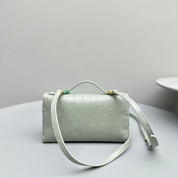 Extra Pocket L19 Sage Ostrich Leather Ghw
