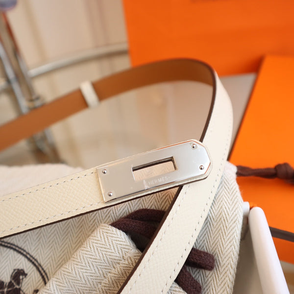 hm kelly belt 18mm white epsom leather