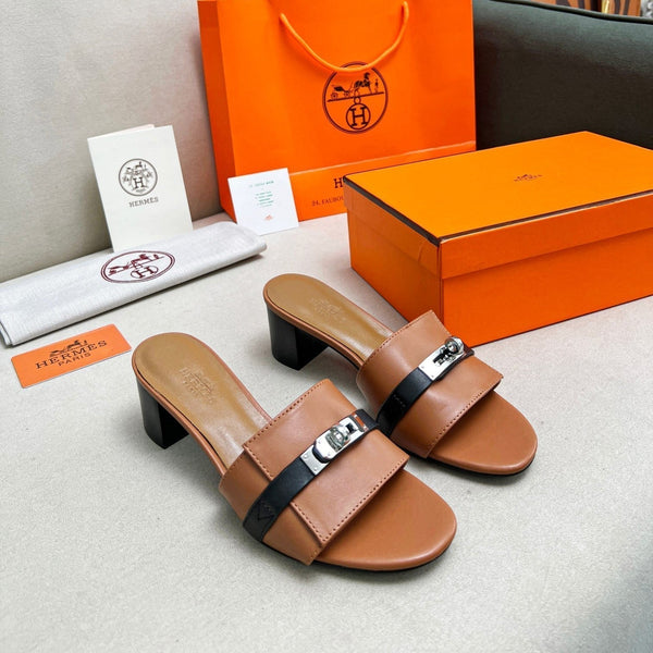Gigi 50 Sandal Tan Black Calfskin