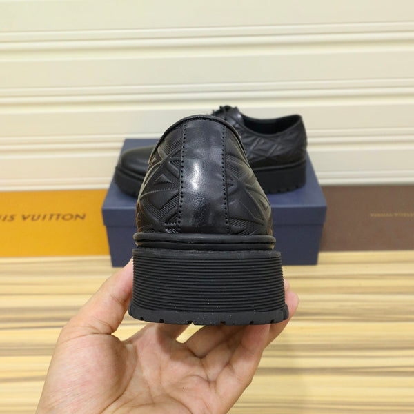 CD LACE-UP LOAFER BLACK GEOMETRIC CALFSKIN