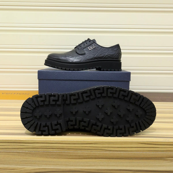 CD LACE-UP LOAFER BLACK GEOMETRIC CALFSKIN