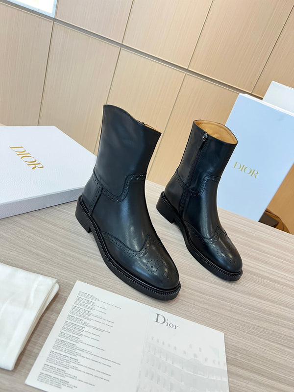 CD Short Boots Black Calfskin