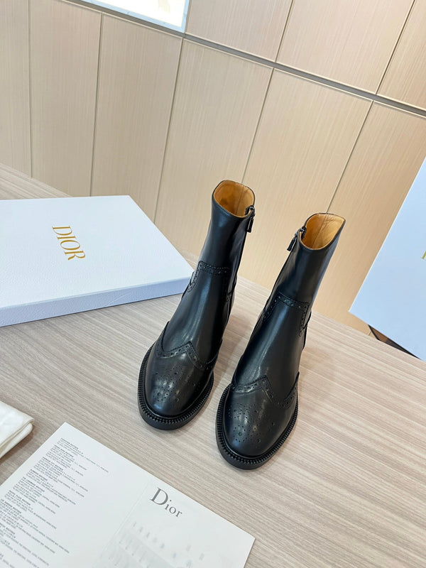 CD Short Boots Black Calfskin