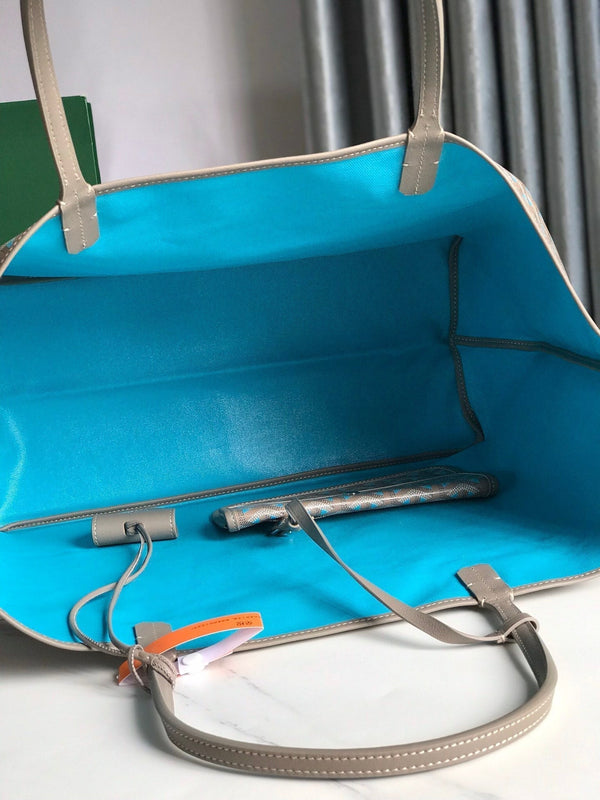 SAINT LOUIS PM 40 IN GREY MIX BLUE GOYARDINE CANVAS AND CALFSKIN