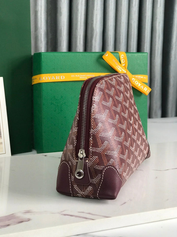 POCHETTE PER COSMETICI VENDÔME 17 IN TELA GOYARDINE ROSSO VINO E FINITURE IN PELLE DI VITELLO