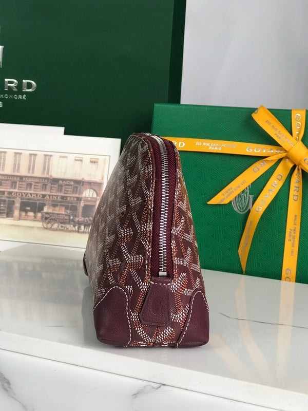 POCHETTE PER COSMETICI VENDÔME 17 IN TELA GOYARDINE ROSSO VINO E FINITURE IN PELLE DI VITELLO