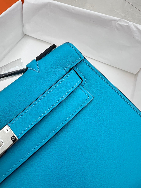 HM KELLY POCHETTE 22CM CERULEAN SWIFT SILVER HARDWARE