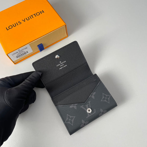 LV Enveloppe Carte De Visite Card Holder Monogram Eclipse Canvas 221499