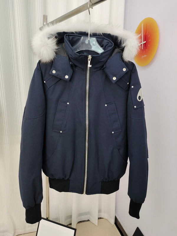 C. Goose Down Jacket Navy Blue Polyester 0017