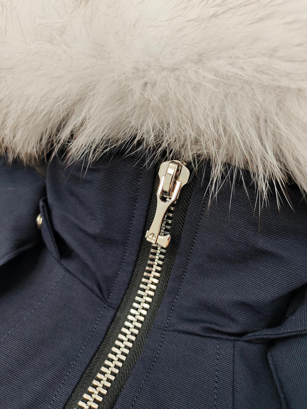 C. Goose Down Jacket Navy Blue Polyester 0017