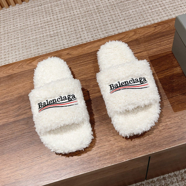 CIABATTE IN PELLICCIA IN SHEARLING RICCIO BIANCO