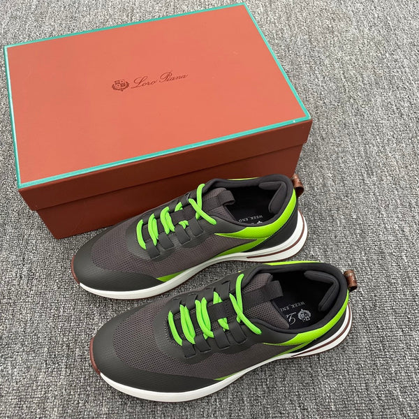 LP BRUNELLO SNEAKERS MULTI-IRON AND CHARTREUSE MESH CALFSKIN