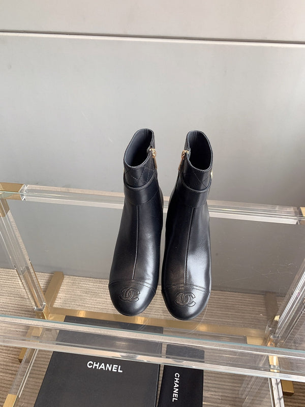 CC Square Toe Ankle Boots 70mm Black Cowhide 464564