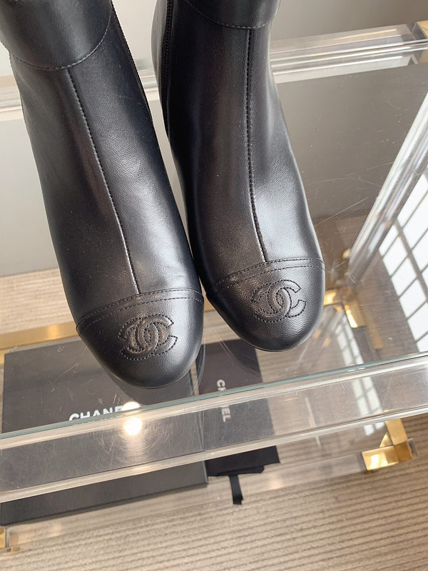 CC Square Toe Ankle Boots 70mm Black Cowhide 464564