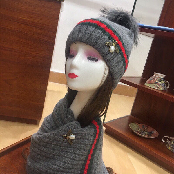 SET SCIARPA E CAPPELLO IN LANA E CASHMERE GRIGIO SQUALO 945024 