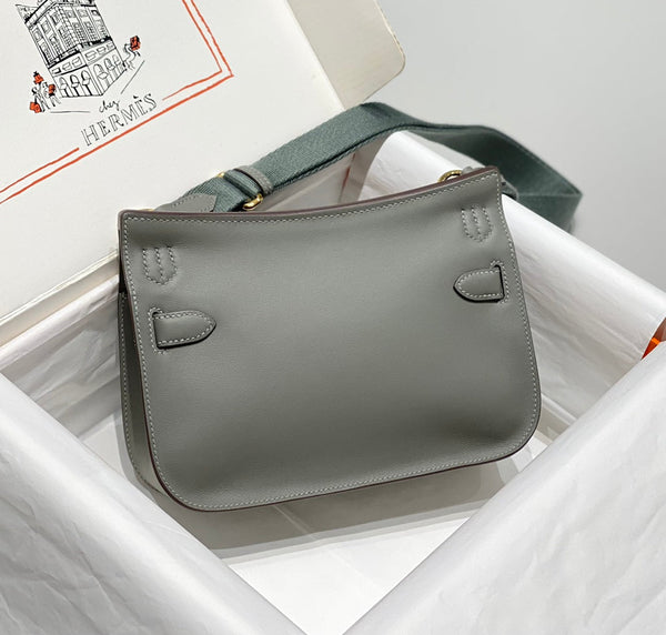 KELLY 23CM JYPSIERE GREY LEATHER CROSSBODY BAG GHW
