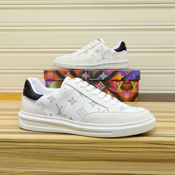 LV TRAINER SHOES WHITE MONOGRAM JACQUARD AND CALFSKIN