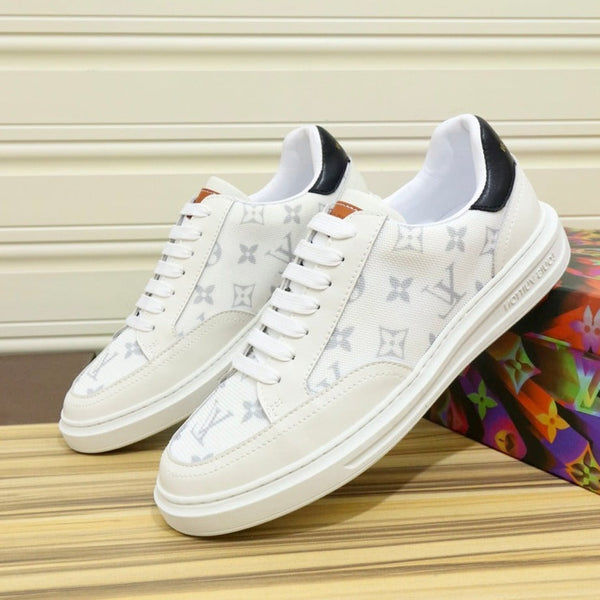 LV TRAINER SHOES WHITE MONOGRAM JACQUARD AND CALFSKIN