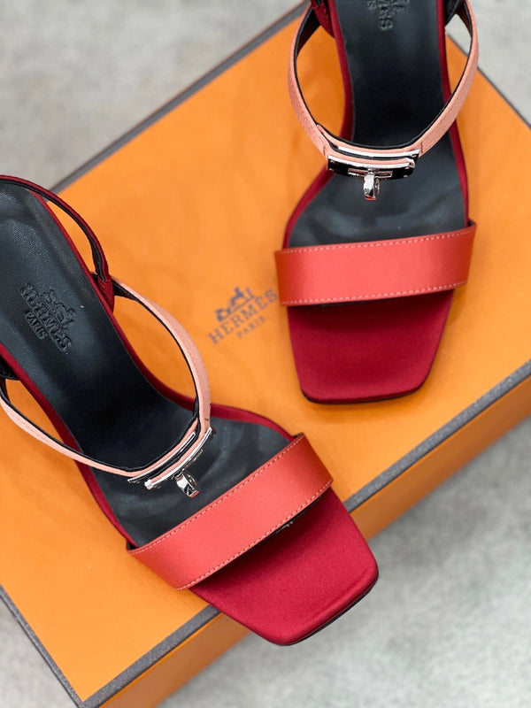 hm glamour 75 tessuto di seta rosso pelle di vitello nera