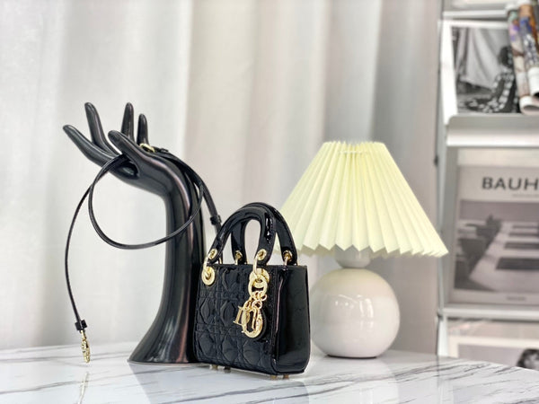 MICRO LADY 12 BAG IN GLOSSY BLACK LAMBSKIN