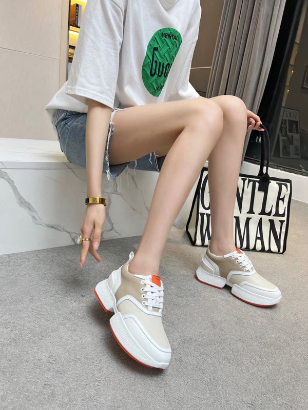 GIGA SNEAKER CARAMELLO MIX PELLE DI VITELLO GRIGIO CHIARO