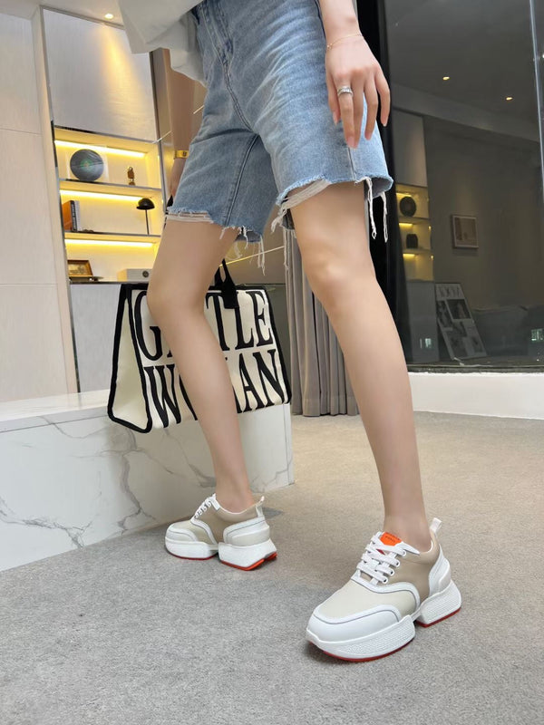 GIGA SNEAKER CARAMELLO MIX PELLE DI VITELLO GRIGIO CHIARO