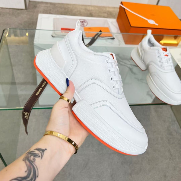 Sneaker HM Giga 50 in tela bianca e pelle di capra arancione