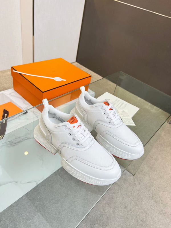 Sneaker HM Giga 50 in tela bianca e pelle di capra arancione