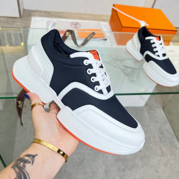 Sneaker HM Giga 50 in tela blu navy, pelle di capra bianca e arancione