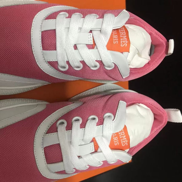 Sneaker HM Giga 50 in tela rosa, pelle di capra bianca e arancione