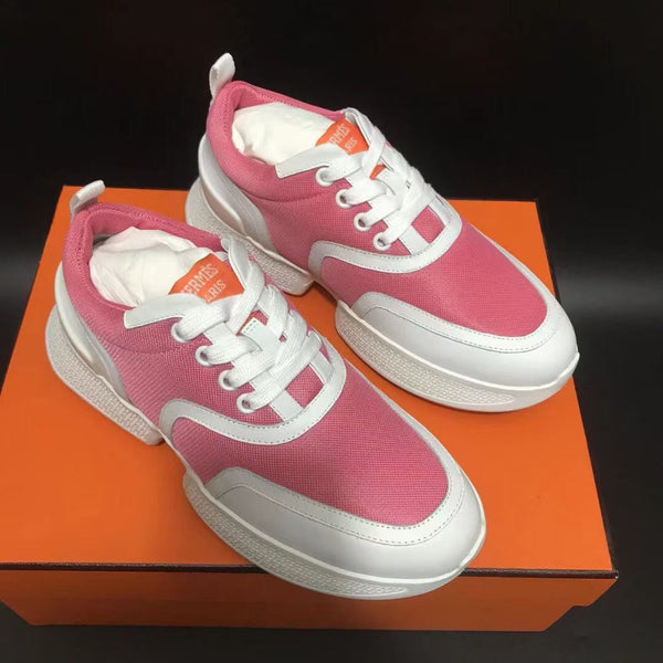 Sneaker HM Giga 50 in tela rosa, pelle di capra bianca e arancione