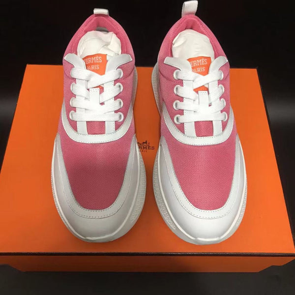 Sneaker HM Giga 50 in tela rosa, pelle di capra bianca e arancione