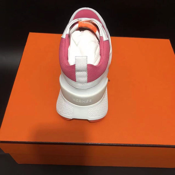 Sneaker HM Giga 50 in tela rosa, pelle di capra bianca e arancione