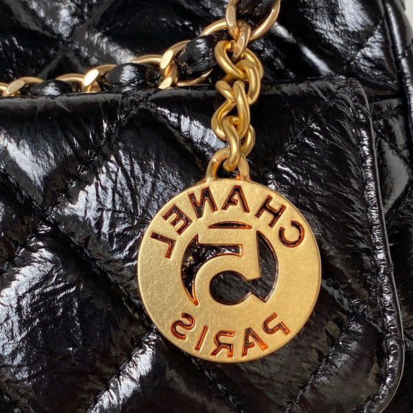 borsa hobo cc 21.5 in pelle cerata e oliata nera