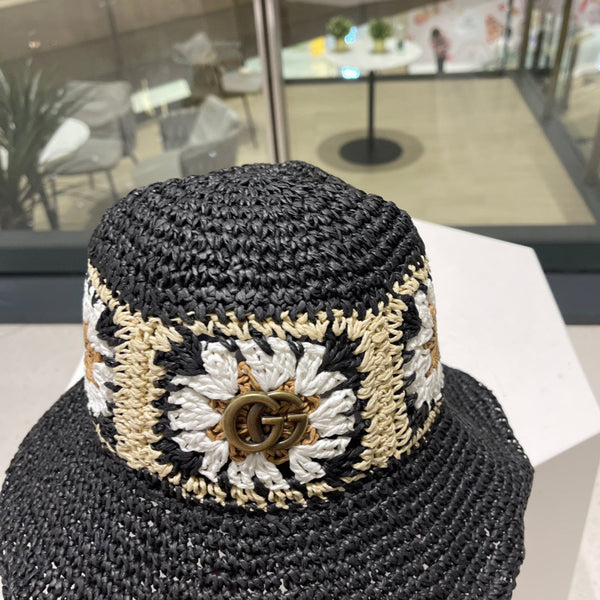 BUCKET HAT IN BLACK MIX COLORFUL RAFFIA 956213