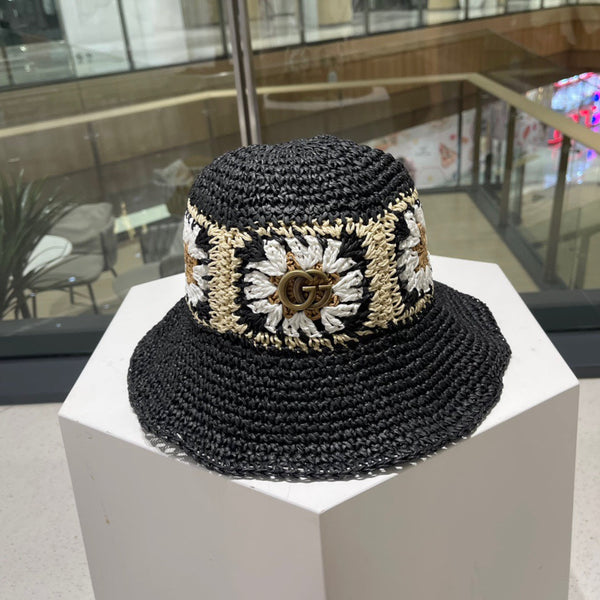 BUCKET HAT IN BLACK MIX COLORFUL RAFFIA 956213