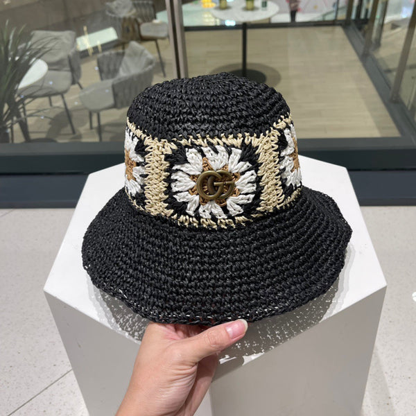 BUCKET HAT IN BLACK MIX COLORFUL RAFFIA 956213