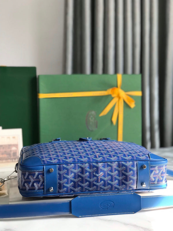 AMBASSADE DOCUMENT CASE 35 IN SAPPHIRE BLUE GOYARDINE CANVAS