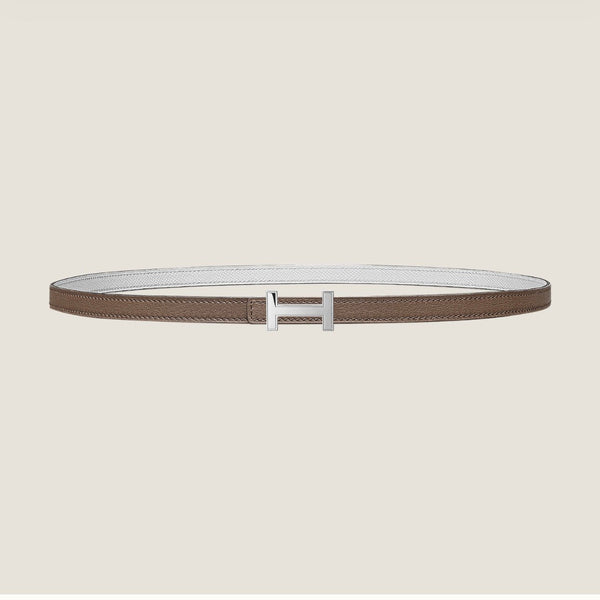 HM FOCUS BUCKLE & REVERSIBLE PEANUT BROWN AND WHITE LEATHER STRAP 13MM SILVER HARDWARE