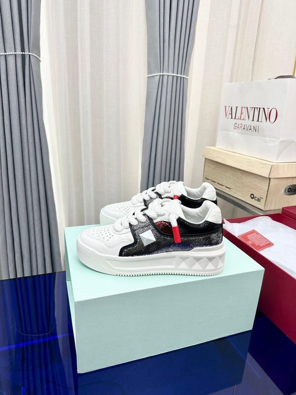 One Stud Xl Low-Top Sneaker Black White Red Nappa Leather Fabric