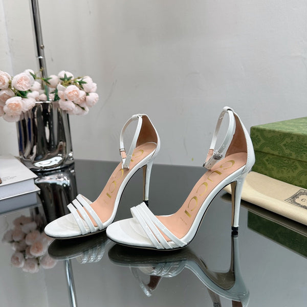 GG 105 HIGH HEEL SANDAL WHITE LAMBSKIN