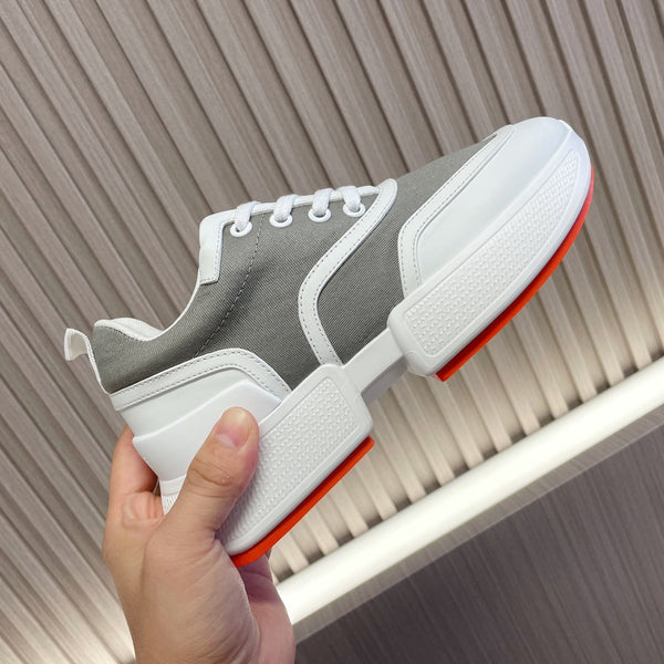 Sneaker HM Giga 50 in tela grigia, pelle di capra bianca e arancione