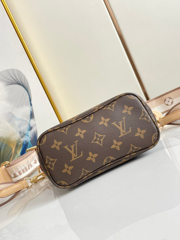 NEVERFULL BB 24 TELA MONOGRAM MARRONE E RIFINITURE IN PELLE, FERRAMENTA ORO